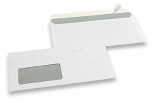 Vensterenveloppen wit budget, 110 x 220 mm, 80 grs., venster links 45 x 90 mm, 20 mm van links, 15 mm van onder, stripsluiting | PIT Packaging.be | Enveloppenland