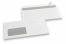 Enveloppes blanches standards, 110 x 220 mm, papier 80 gr, fenêtre à gauche 45 x 90 mm, position de la fenêtre à 20 mm du gauche et à 15 mm du bas, fermeture avec bande adhésive  | PIT Packaging.be/fr | Paysdesenveloppes