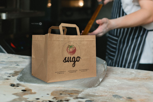 Papieren draagtassen platte handgreep | PIT Packaging.be | Enveloppenland