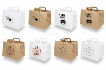 Sacs en papier pour la vente à emporter - blanc et marron | PIT Packaging.be/fr | Paysdesenveloppes