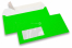 Enveloppes fluo - vert, avec fenêtre 45 x 90 mm, position de la fenêtre à 20 mm du gauche et à 15 mm du bas | PIT Packaging.be/fr | Paysdesenveloppes
