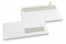 Enveloppes blanches à fenêtre, blanche, 110 x 220 mm (EA 5/6), fenêtre à droite 30 x 100 mm, position de la fenêtre à 15 mm du droit et à 20 mm du bas, bande adhésive, 80 grammes | PIT Packaging.be/fr | Paysdesenveloppes