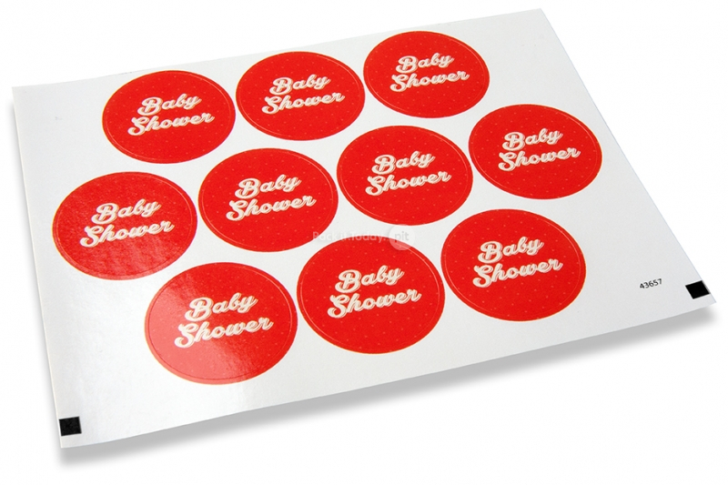Pastilles adhésives à naissance - babyshower rouge