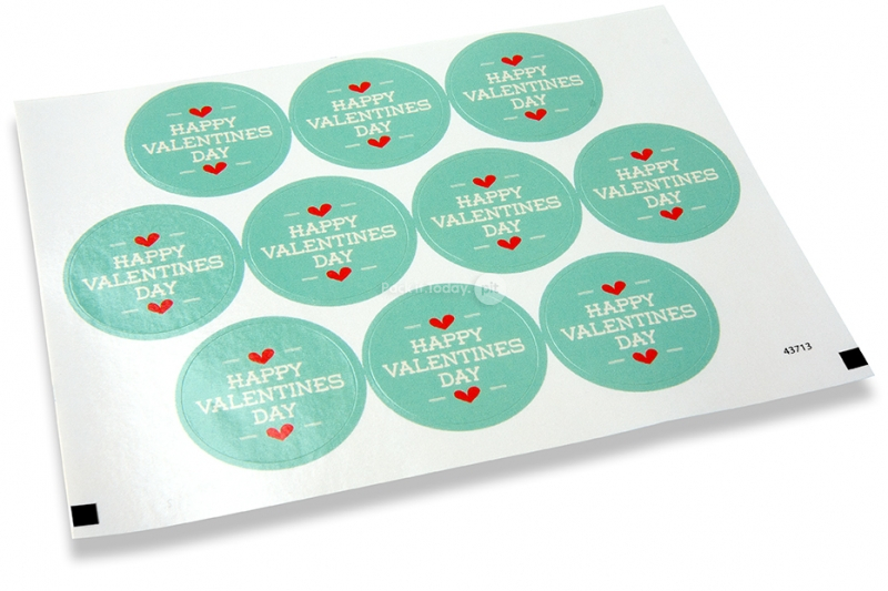 Sluitzegels liefde - happy valentine's day lichtblauw met roze hartjes