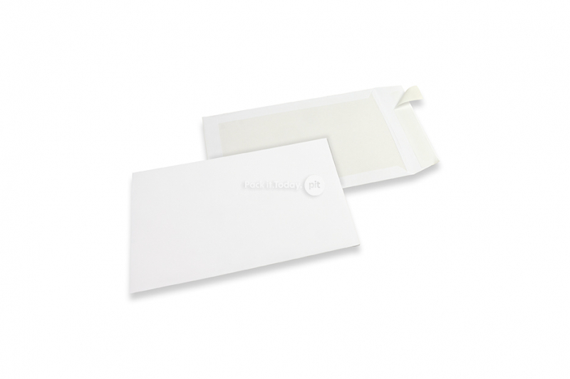 Bordrug enveloppen - 220 x 312 mm, 120 gr wit kraft voorzijde, 450 gr wit duplex achterzijde, stripsluiting