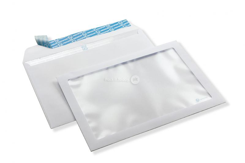 Enveloppes à fenêtre panoramique, 162 x 229 mm (A5), 100 grammes, bande de fermeture,  (format fenêtre 130 x 200 mm, position: 15 mm du bord gauche, 15 mm du bas)