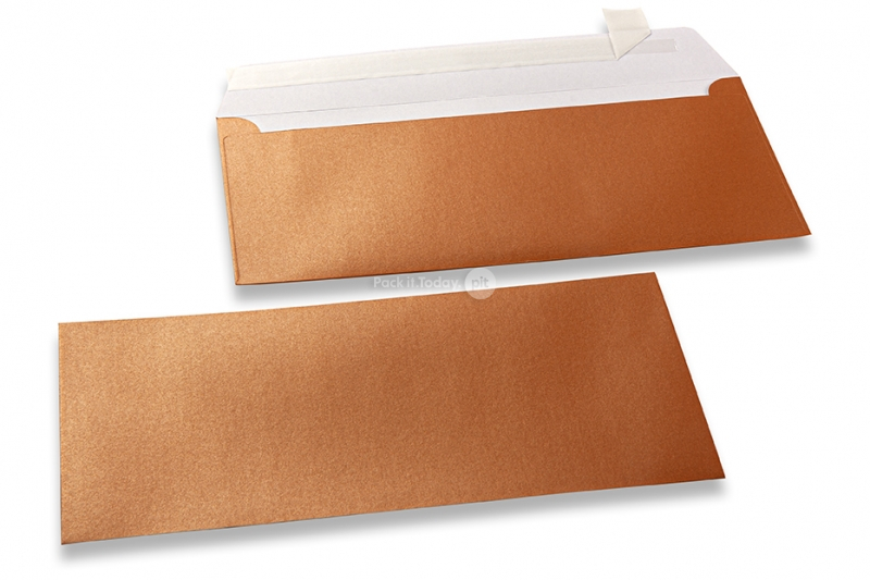 Koper gekleurde enveloppen parelmoer - 110 x 220 mm