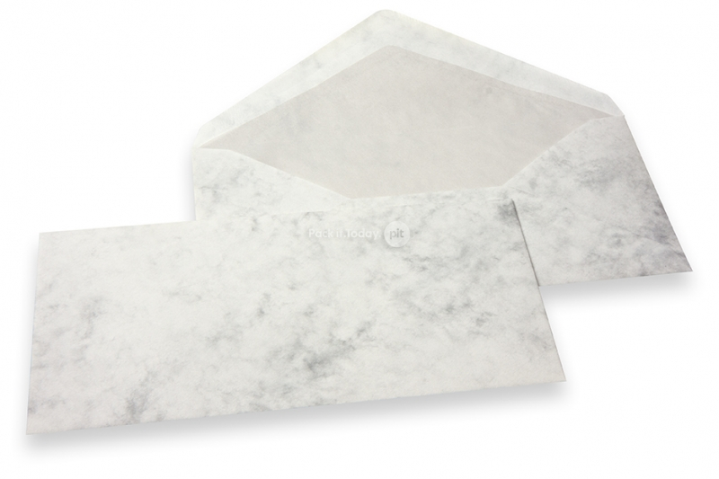 Marmer enveloppen - 110 x 220 mm, marmer grijs, binnenvoering grijs