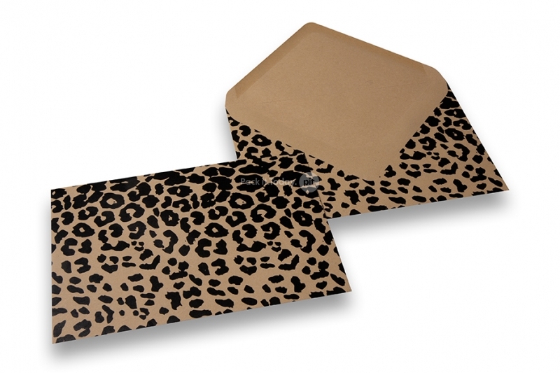 Enveloppes peau sauvage  - kraft marrone, noir, imprimé panthère