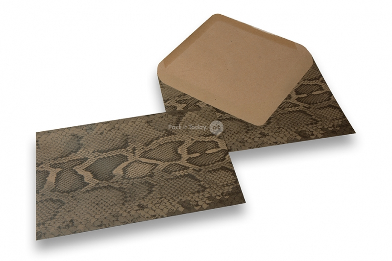 Dierenprint enveloppen - bruin kraft, zwart, slangenprint