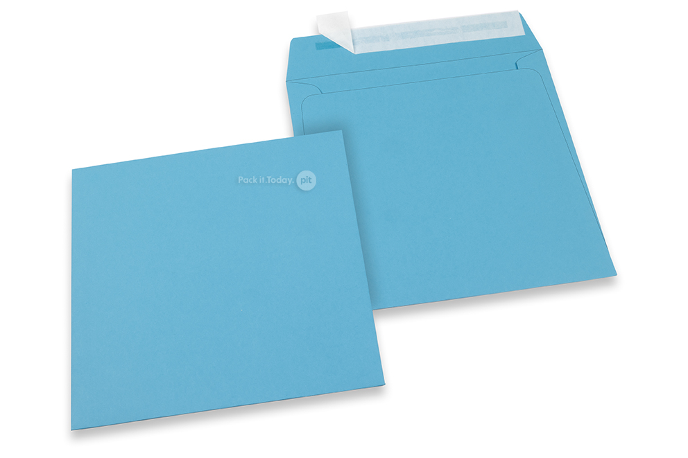 Enveloppes papier colorées - Bleu ciel, 160 x 160 mm