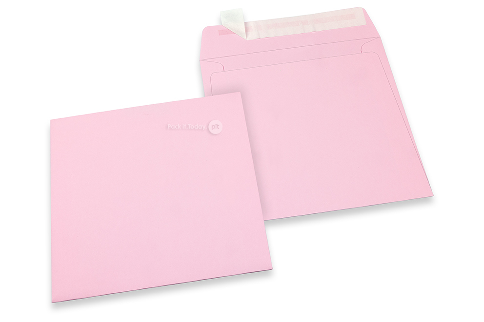 160 x 160 mm -  Lichtroze gekleurde papieren enveloppen