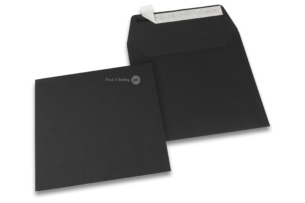 160 x 160 mm -  Zwart gekleurde papieren enveloppen