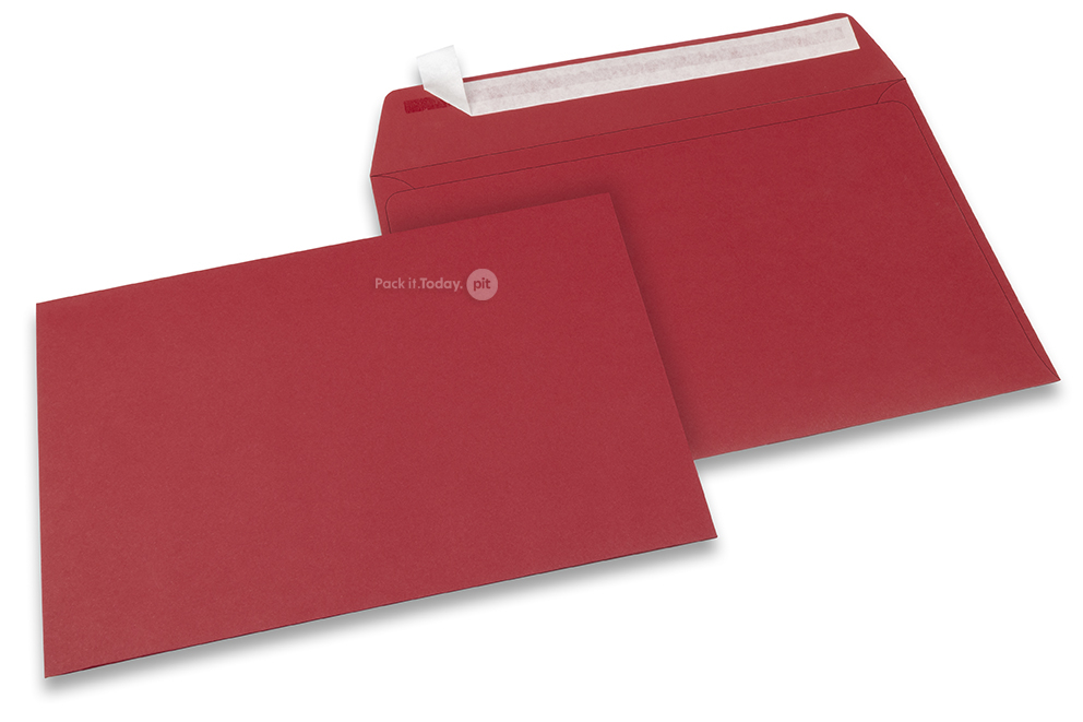 162 x 229 mm - Donkerrood gekleurde enveloppen papier