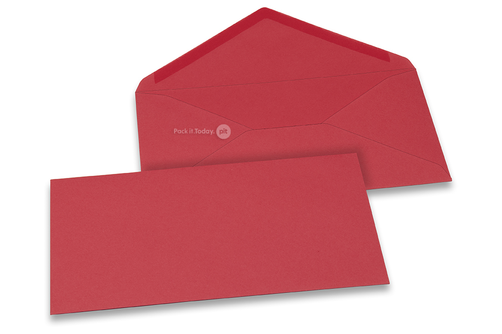 Wenskaart enveloppen gekleurd - rood, 110 x 220 mm