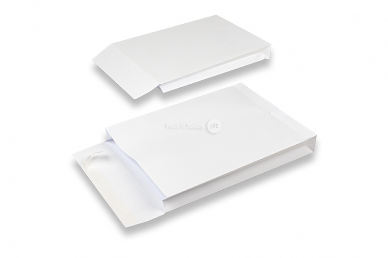 Zakomslagen met blokbodem - 229 x 324 x 40 mm, wit