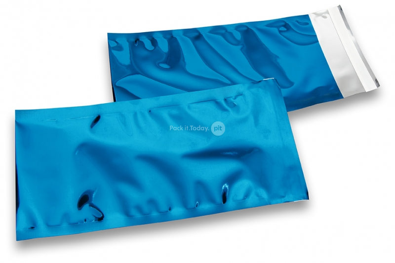 Blauw gekleurde metallic folie enveloppen - 114 x 229 mm