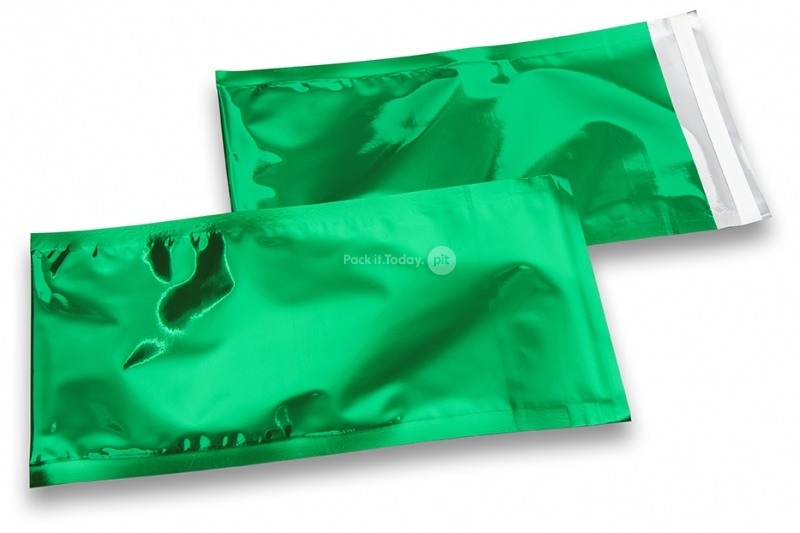 Groen gekleurde metallic folie enveloppen - 114 x 229 mm