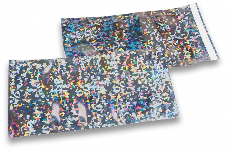 Zilver holografisch folie enveloppen gekleurd metallic - 114 x 229 mm