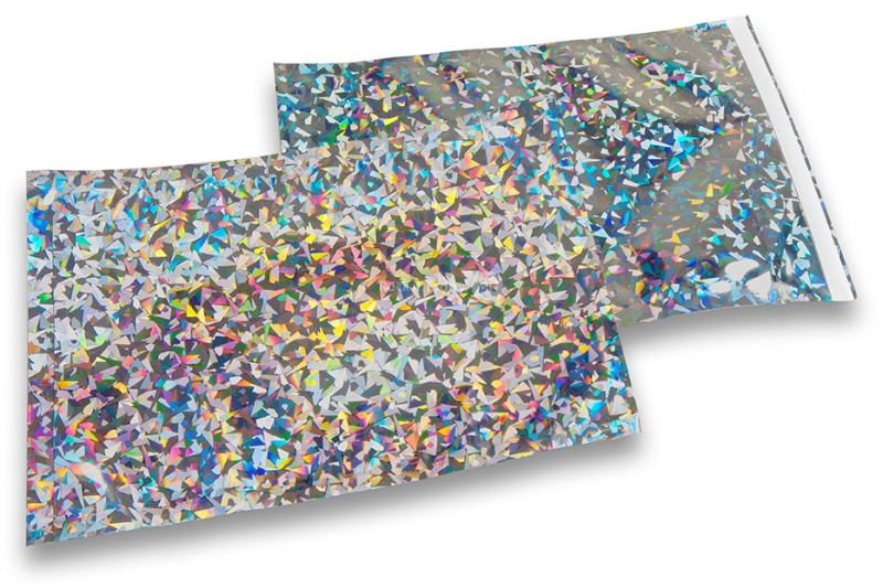 Zilver holografisch folie enveloppen gekleurd metallic - 162 x 229 mm