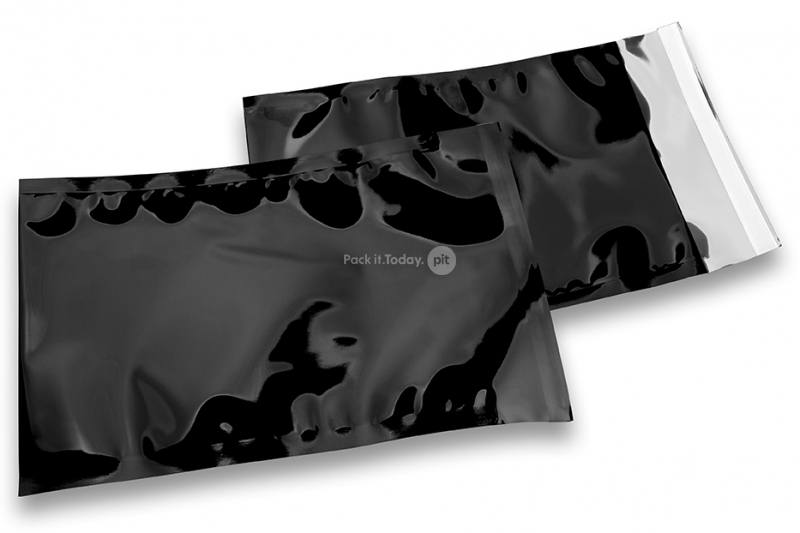 Zwart gekleurde metallic folie enveloppen - 162 x 229 mm