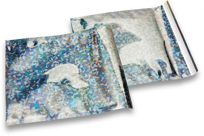 Zilver holografisch folie enveloppen gekleurd metallic - 165 x 165 mm