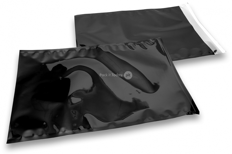 Zwart gekleurde metallic folie enveloppen - 229 x 324 mm