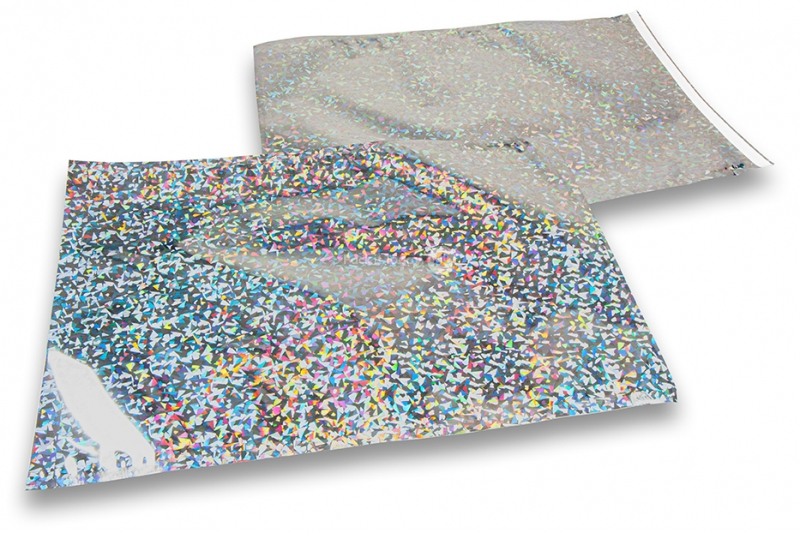 Zilver holografisch folie enveloppen gekleurd metallic - 320 x 430 mm