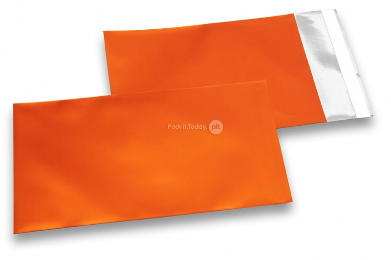 Oranje gekleurde mat metallic folie enveloppen - 114 x 162 mm