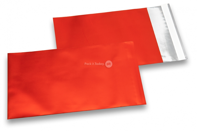 Rood gekleurde mat metallic folie enveloppen - 114 x 162 mm