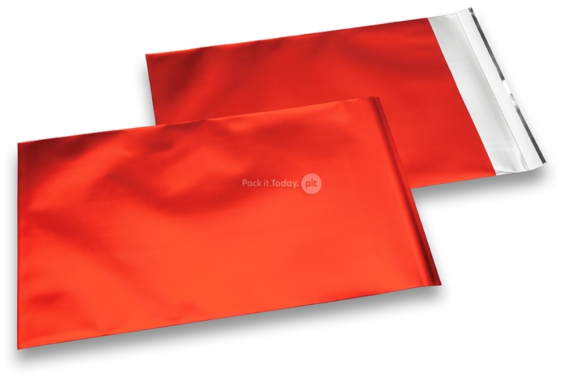 Rood gekleurde mat metallic folie enveloppen - 180 x 250 mm