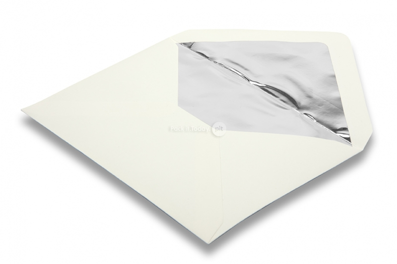 Enveloppes doublées blanc ivoire - doublure argent