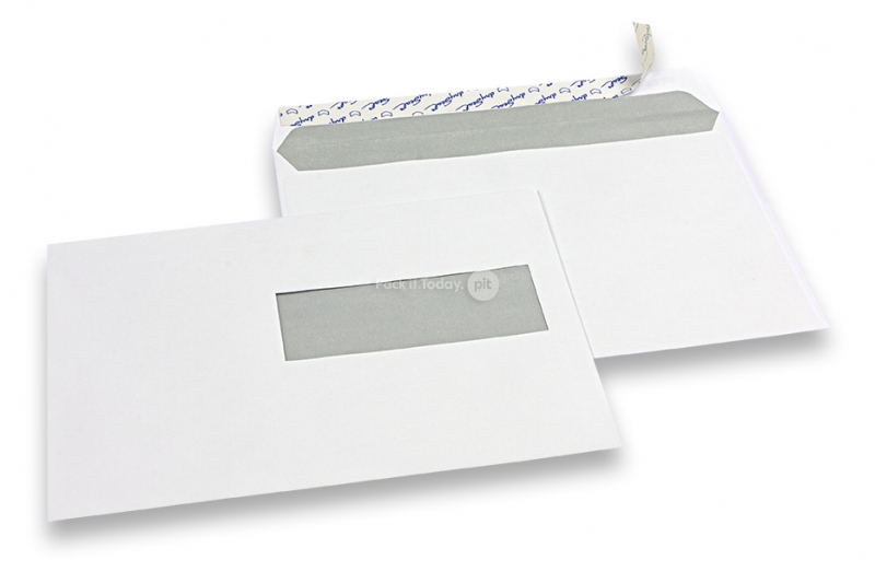 Enveloppes à fenêtre, blanche, 156 x 220 mm (EA5), fenêtre à droite 40 x 110 mm, position de la fenêtre à 15 mm du droit et à 66 mm du bas,  bande adhésive, 90 grammes