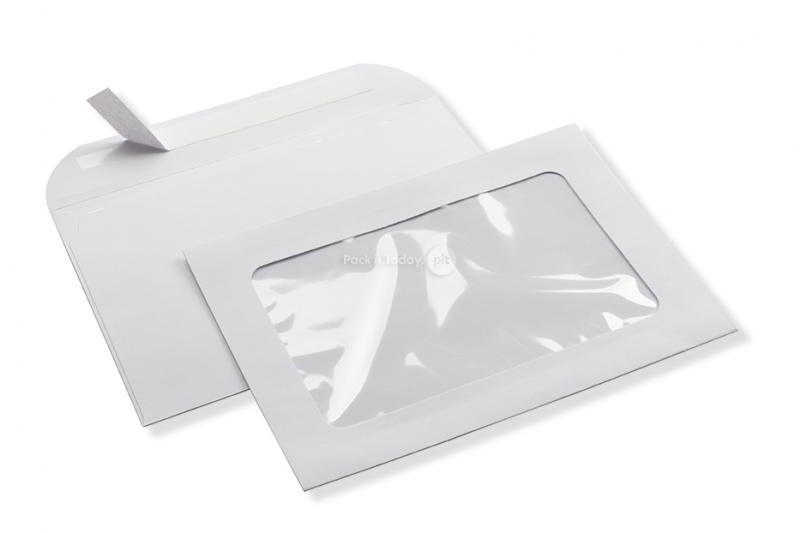 Enveloppes à fenêtre panoramique, 162 x 229 mm (A5), 160 grammes, bande de fermeture,  (format fenêtre 110 x 180 mm, position: 25 mm du bord gauche, 25 mm du bas)