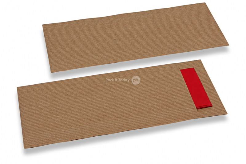 Pochettes à couverts marron sans  incision + rouge bordeaux serviette en papier