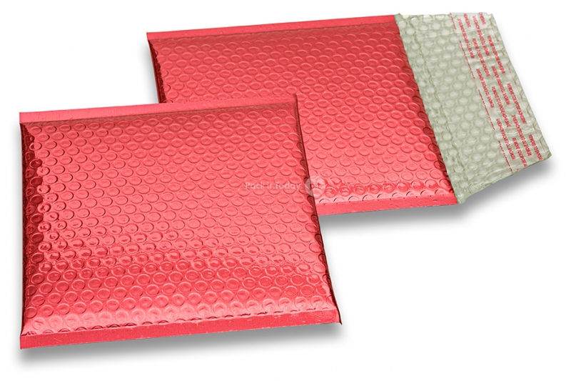 Luchtkussen enveloppen ECO metallic - rood 165 x 165 mm