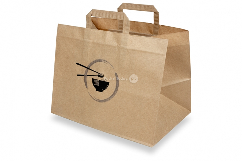 Sacs en papier pour la vente à emporter - marron + asiatique