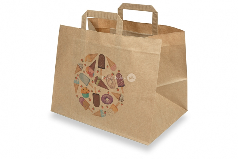 Sacs en papier pour la vente à emporter - marron + glace