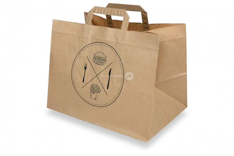 Sacs en papier pour la vente à emporter - marron + snacks