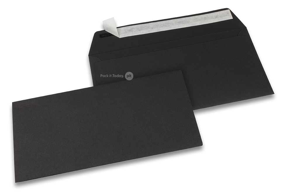 110 x 220 mm - Zwart gekleurde papieren enveloppen 
