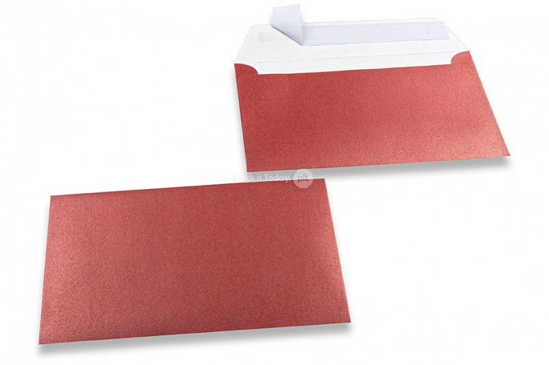 Rood gekleurde enveloppen parelmoer - 114 x 162 mm