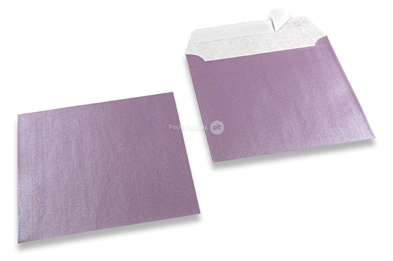 Lila gekleurde enveloppen parelmoer - 155 x 155 mm