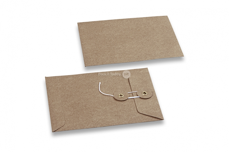 Enveloppen met Japanse sluiting - 114 x 162 mm, bruin kraft
