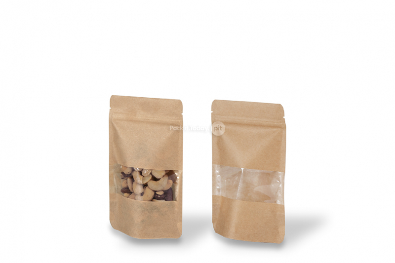 Stazakken kraft met venster - bruin, 110 x 185 x 70 mm, 250 ml