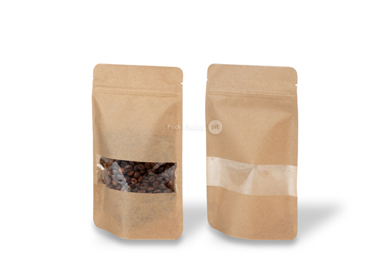Stazakken kraft met venster - bruin, 130 x 225 x 70 mm, 500 ml