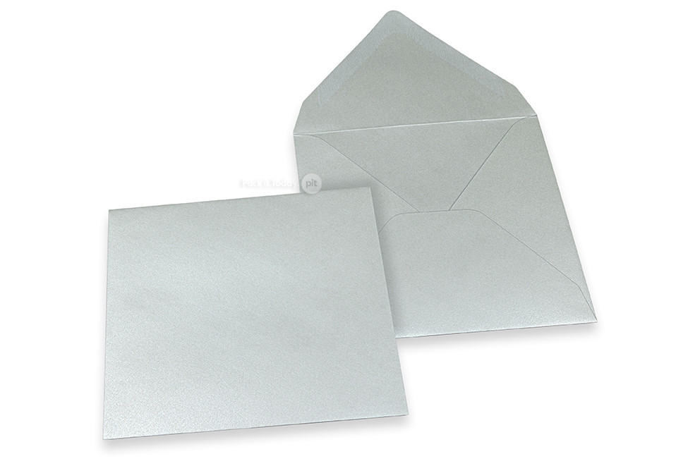 Wenskaart enveloppen gekleurd - zilver metallic, 155 x 155 mm