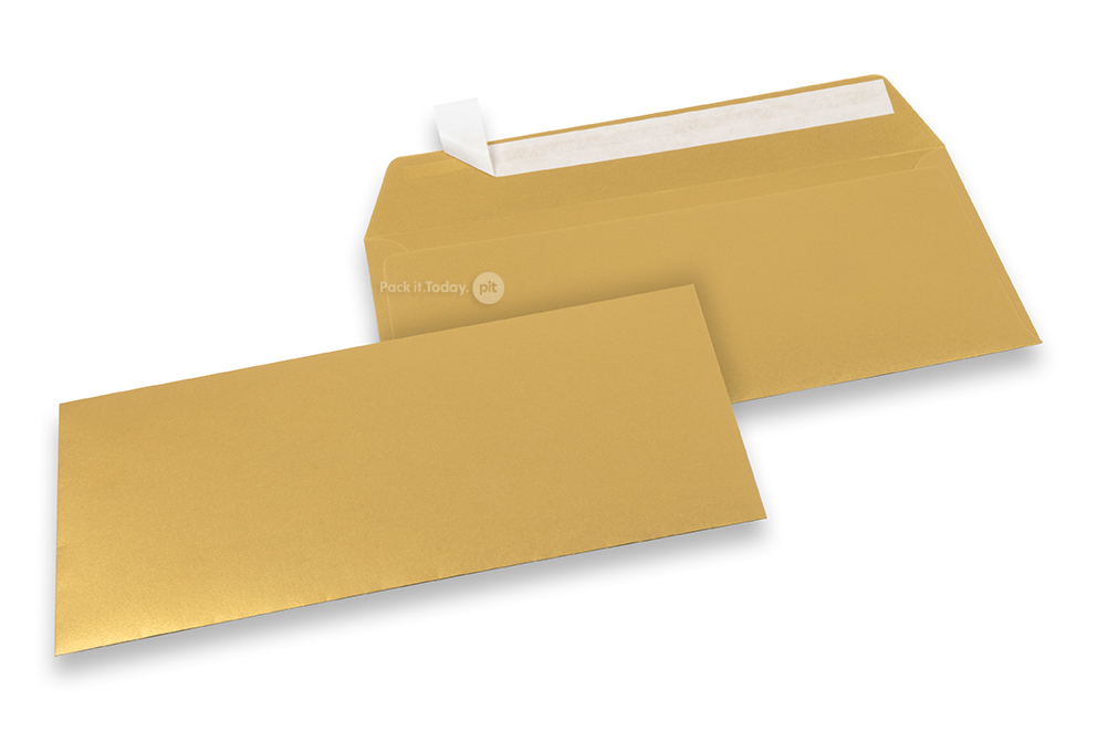 110 x 220 mm - Goud metallic gekleurde papieren enveloppen
