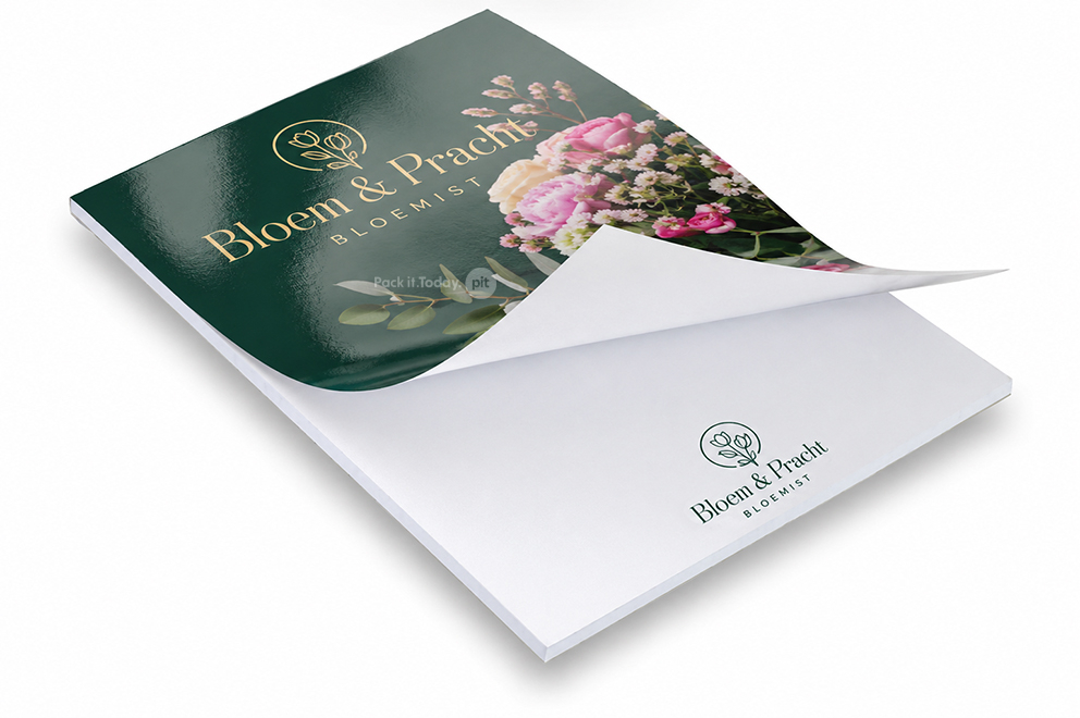 Bloc-notes personnalisé  - 210 x 297 mm mm, couverture avec finition brillante