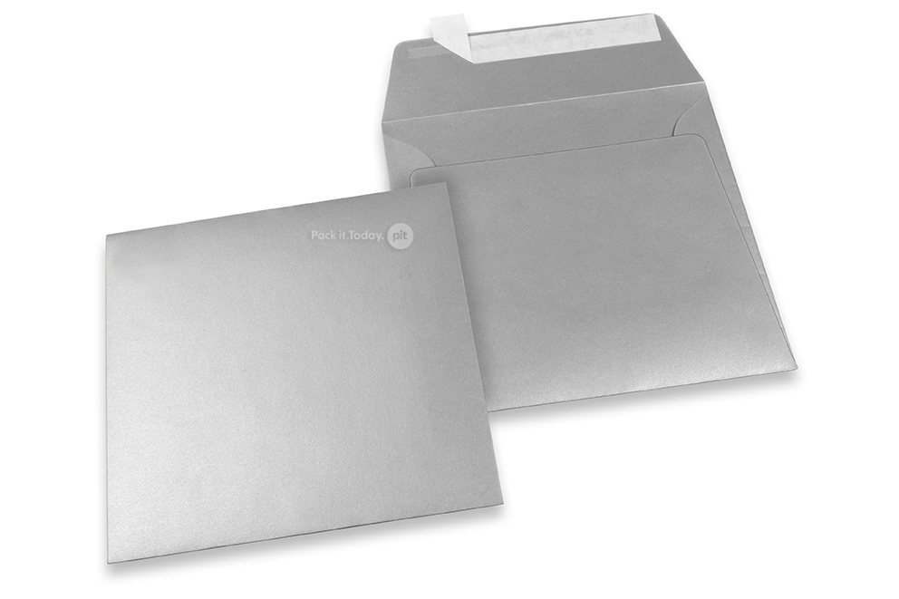 Enveloppes papier colorées - Argent métallisé, 160 x 160 mm