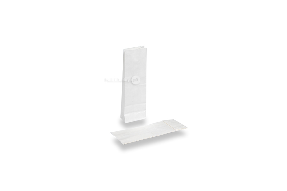 Blokbodemzakjes papier wit - 55 x 30 x 175 mm zonder venster, 50 ml